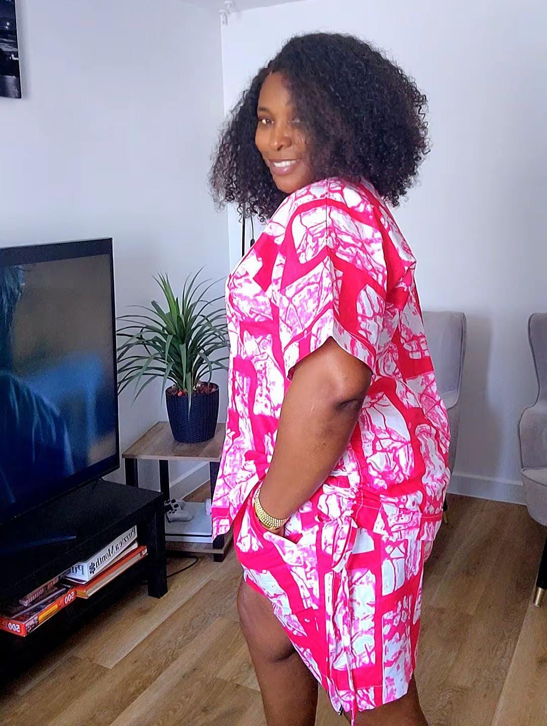 ANKARA TOPS & SHORTS PINK 085 S