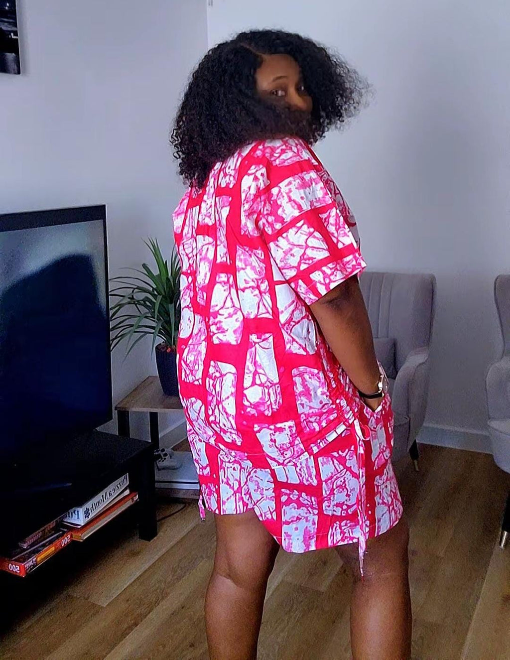 ANKARA TOPS & SHORTS PINK 085 S