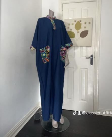 CREPE+ANKARA KAFTAN 016