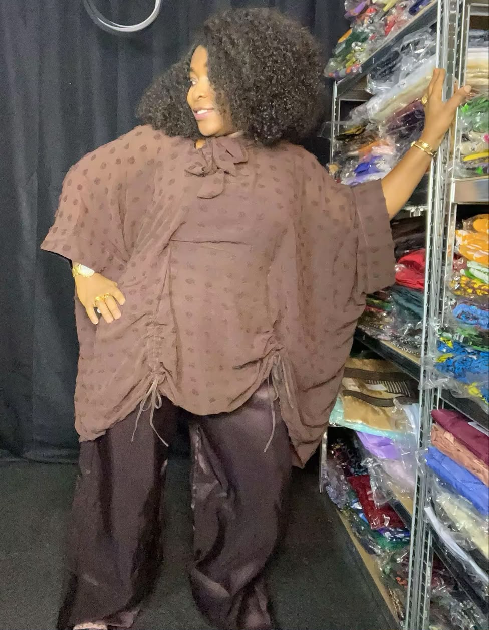 2pcs set (Mikado & Chiffon) Brown