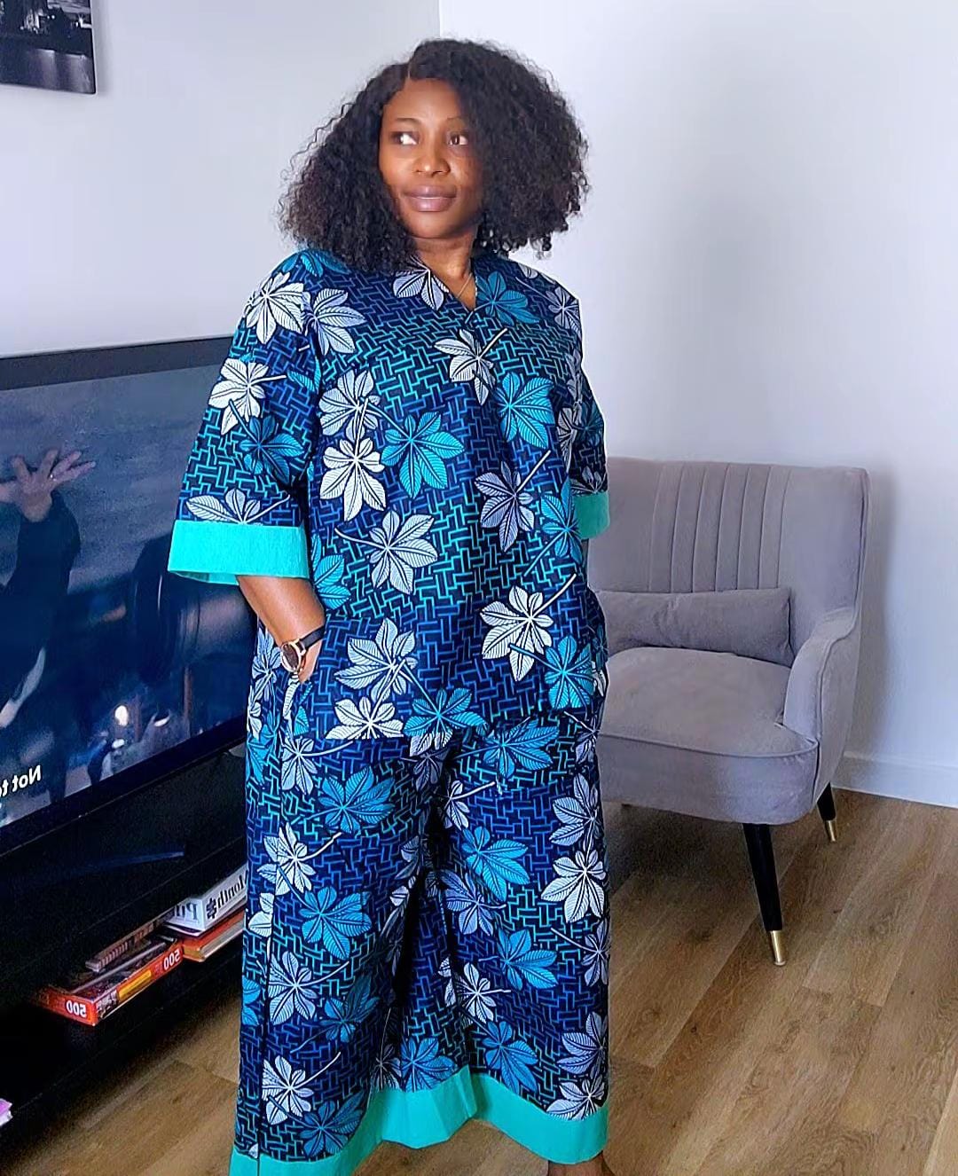 Ankara tops & Shorts (Teal)